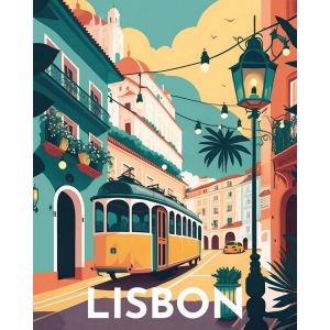 Figured&rsquo;Art Diamond Painting Broderie Diamant 40x50cm Toile Enti&egrave;re Roul&eacute;e avec Strass Perles Carr&eacute;s - Affiche Poster Lisbonne - Kit Complet 5D DIY Activit&eacute; Manuelle Loisirs Cr&eacute;atifs Adultes