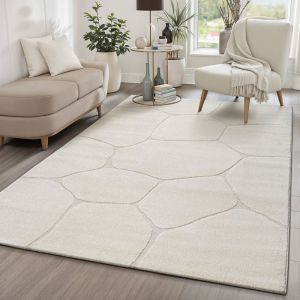 Tapis Everest Moderne élégant Aspect Pierre, Crème, 120 x 170 cm