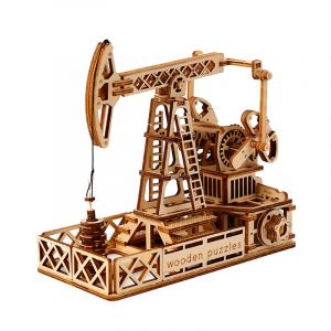 Dam Maquette en bois 3d, conception de puits de p&eacute;trole avec mouvement m&eacute;canique.