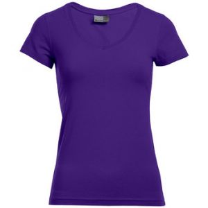 Image de Promodoro T-shirt slim col V Femmes, XS, violet pansy