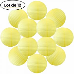 Image de SkyLantern 12x Lanterne Papier 30 cm Jaune - Suspension Boule Papier 30 cm (12'') type Lanterne Japonaise pour Decoration Mariage - 12 pièces