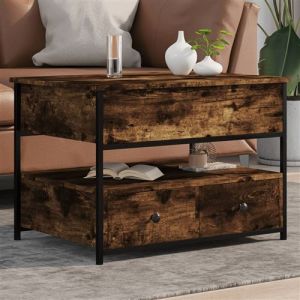 VidaXL Table basse chêne fumé 70x50x50 cm bois d'ingénierie et métal