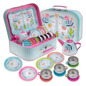 Service à Thé Pour Enfants, Dînette et Son Coffret Jouet, 15 Pièces - Modèle|Lama-ttitude,|