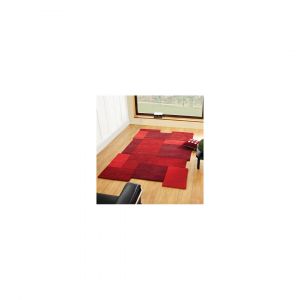 Flair Rugs - Tapis design en laine g&eacute;om&eacute;trique pour salon Collage Rouge 90x150 - Rouge