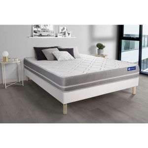 Image de Ensemble matelas Latex + mémoire de forme ACTILATEX TOUCH 140x190 3zones de confort + sommier KIT blanc