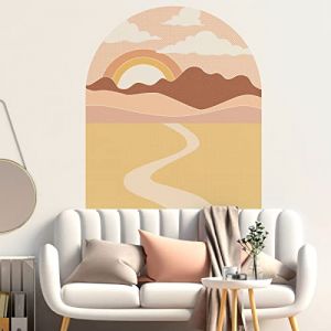 Ambiance Sticker Papier peint intissé pré-encollé fresques géants - SOLEIL LEVANT CALIFORNIEN AVEC DÉSERT ET NUAGES SOUS ARCHE - 75x60cm