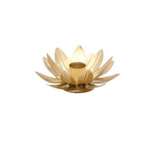 Bougeoir flambeau lotus 11.5x5cm or - chaks 12638