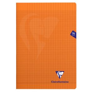 Clairefontaine 383161C - Cahier Mimesys 21 x 29,7 cm, 96 pages 90 g/m² piquées, orange, Grands carreaux