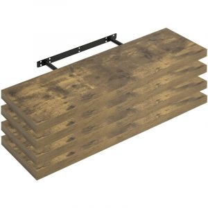 Tagère Murale Lot de 4. Étagère Suspendue. Étagère Flottante de cd dvd. 80x23x3.8cm Marron Rustique. RG9318hov-4 - Woltu
