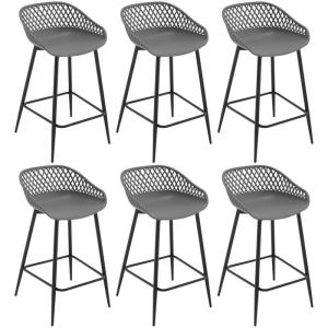 WOLTU Lot de 6 Tabourets de Bar, Tabourets Bar avec Repose-Pieds et Dossier, Tabourets Haut, Tabourets Extérieur Jardin en Plastique et Métalliques,