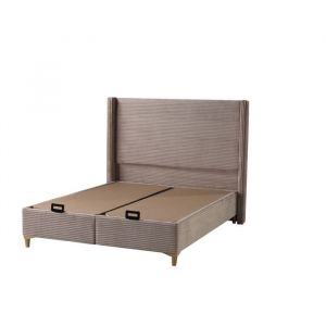 Lit Coffre VENUS &ndash; Velours C&ocirc;tel&eacute; &ndash; 140x190 cm avec Planche de Rangement