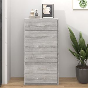 VidaXL Buffet avec 6 tiroirs Sonoma gris 50x34x96 cm Bois d'ing&eacute;nierie