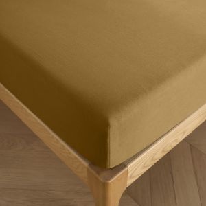 Drap housse 90 x 190 cm bonnet 30 cm "Prémium" pour lit 1 place - Prémium Caramel