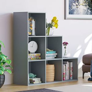Vida Designs Durham Escalier Bibliothèque Étagère de Rangement Organisateur Meuble de Salon (6 Cubes, Gris)