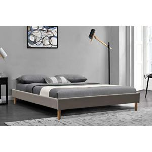 Gregory - Solide et Confortable Sommier Tapissier gris + Pieds en 20 cm pour matelas en 200x200 - 2 x 13 Lattes - Montage Rapide et Facile