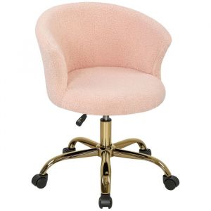 Chaise de bureau - Vinsetto - hauteur r&eacute;glable - pi&egrave;tement acier dor&eacute; - polyester - 58x56x76cm - rose