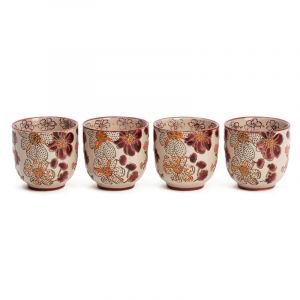 Table passion Coffret service &agrave; th&eacute; 4 tasses japonaises artisanales en gr&egrave;s Kiyo