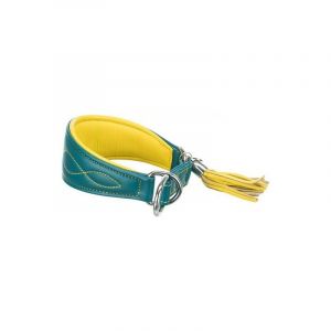 Trixie Collier avec stop traction Désignation : Collier pour lévrier | Couleur : Pétrole / Jaune | Taille : Collier pour lévrier 18966 - Active Comfort