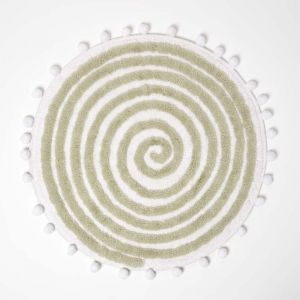 Homescapes - Tapis de bain rond vert sauge spirale tuftée, 60 cm
