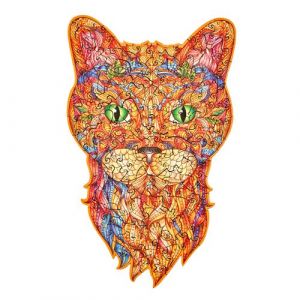 Puzzle en bois - Le Chat Curieux - Boite en carton - Creatifwood