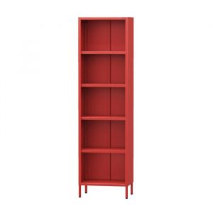 Image de Jan Nowak Bibliotheque Etagere Rangement et Métal - Mario | 4 Étagères Réglables (4x30 kg), Montage Mural | Bibliothèque Meuble de Rangement pour Salon, Industriel | 50 x 180 x 35 cm | Rouge