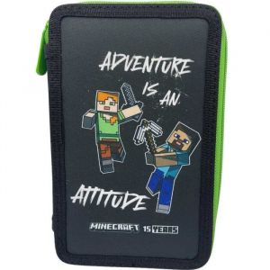 Trousse garnie - MINECRAFT - Modèle 2 - 20 CM - 2 Compartiments - Zippée