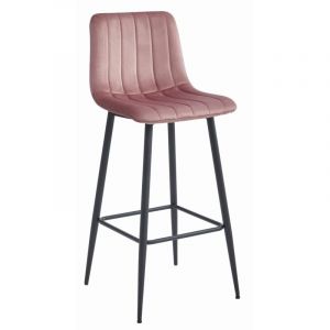 Tabouret POZZA - velours rose foncé / pieds noirs x 1
