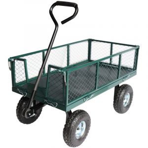 Jardiaffaires Chariot sur pneus avec ridelles grillagées amovibles 97 x 51 x 30cm