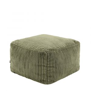 Icon Amara Tabouret Velours Côtelé, Pouf Repose Pieds avec Remplissage, Tabouret Pouf, Meuble Salon, Decoration Chambre, Vert Sauge
