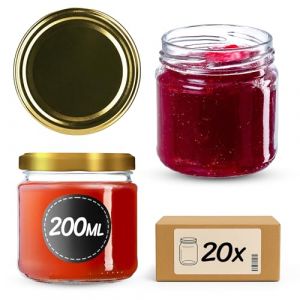 Lot de 20 Bocal en Verre 200ml avec Couvercle Herm&eacute;tique KADAX