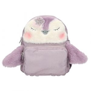 Depesche 13159 Princess Mimi Penguin - Sac &agrave; Dos en Lilas, avec Motif de Pingouin et Fourrure en Peluche, Sac avec Bretelles r&eacute;glables
