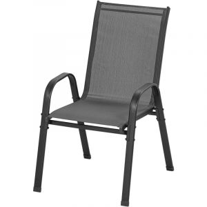 Lot de 2 Chaises de Jardin Empilable Woltu Fauteuils avec Accoudoirs et Dossier pour Ext&eacute;rieur, Gris Fonc&eacute;