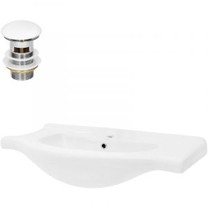 Lavabo en céramique blanc avec garniture de vidage et trop-plein 860x215x515 mm