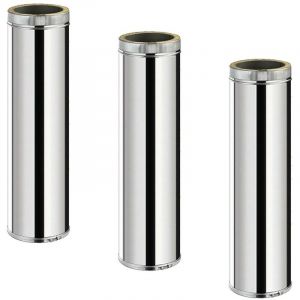 Monmobilierdesign Lot de 3 TDPS1000 Conduit double paroi isolé pour poêle à bois longueur 100 cm Ø200
