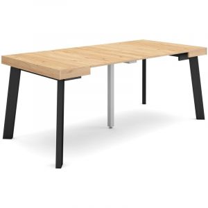 Skraut Home - Table console extensible, Console meuble, 180, Pour 8 personnes, Pieds en bois, Style moderne, Ch&ecirc;ne