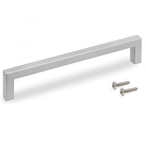 Emuca Poign&eacute;e pour meuble Habana en zamak finition nickel satin&eacute; avec entraxe 160 mm