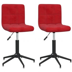 Image de VidaXL Chaises ¿¿ D?Ner Pivotantes 2 Pcs Rouge Bordeaux Velours