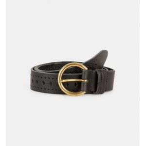 Galeries Lafayette Ceinture Hiros perforée cuir tanné Noir - Couleur Noir - Taille M