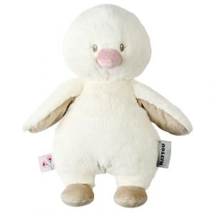 Nattou Doudou Canard B&eacute;b&eacute; Compagnon d&egrave;s la naissance Environ 30 cm Polyester/Coton Fan Blanc