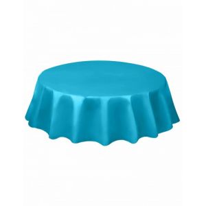 Nappe ronde en plastique bleu caraïbe (213 cm)