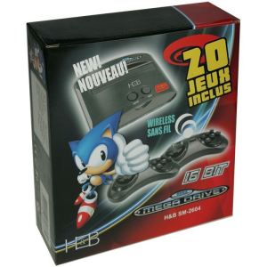 Image de H&B Sega Megadrive SM-2604 - Console de jeux + 2 manettes sans fil + 20 jeux inclus