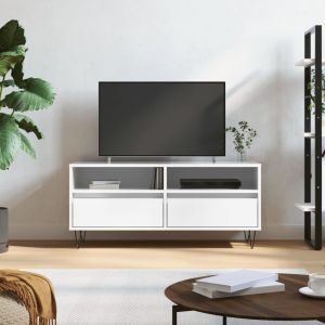 VidaXL Meuble tv blanc brillant 100x34,5x44,5 cm bois d'ing&eacute;nierie Blanc