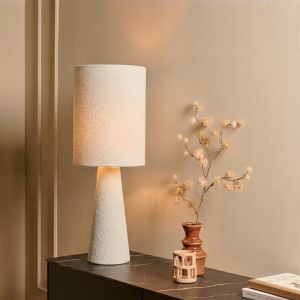 Light & Living Lampe de table Micky Boucl&eacute; 58cm - Abat-jour en tissu couleur sable et base en fer - Eclairage d'ambiance moderne pour l'int&eacute;rieur