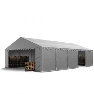 Intent24 - toolport Tente de stockage 5x10 m abri b&acirc;che pvc 700 n imperm&eacute;able gris - gris