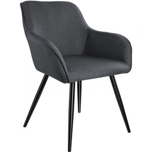 Image de TecTake Chaise Marilyn aspect lin noir - gris foncé-noir