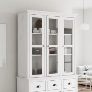 VidaXL Armoire avec portes vitrées BODO blanc bois de pin massif 355077