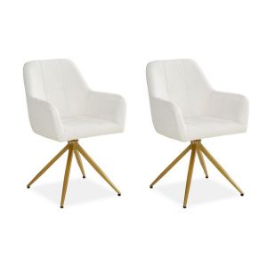 Chaise de salle &agrave; manger lot 2 chaises blanc