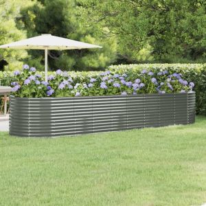 VidaXL Jardinière de jardin Acier enduit de poudre 396x100x68 cm Gris