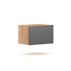 Meublorama - Petit meuble de rangement suspendu braca chêne et gris anthracite 40cm