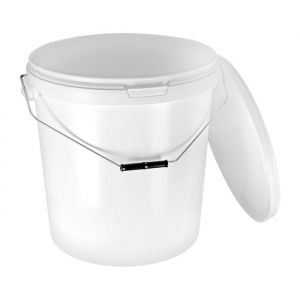 Seau avec Couvercle Plastique Alimentaire - BenBow - 1x30L - Blanc - Hermétique - Inodore - Vide - Récipient de Stockage